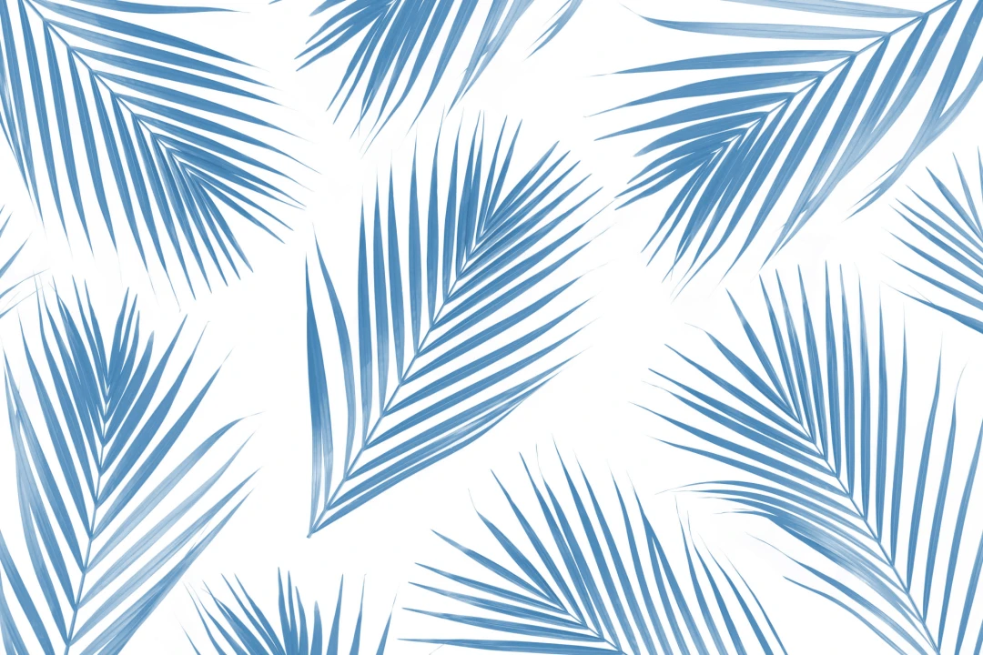 Blue and White Palm Leaf Tropical Wallpaper Mural