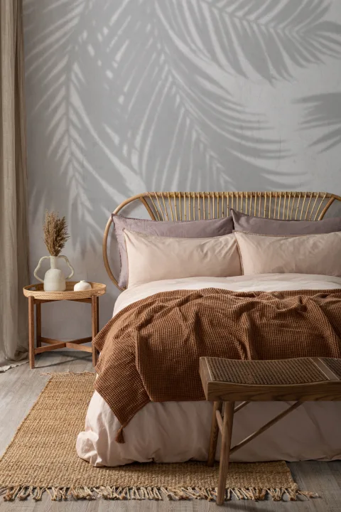 Gray Palm Leaf Shadow Concrete Effect Wallpaper Mural