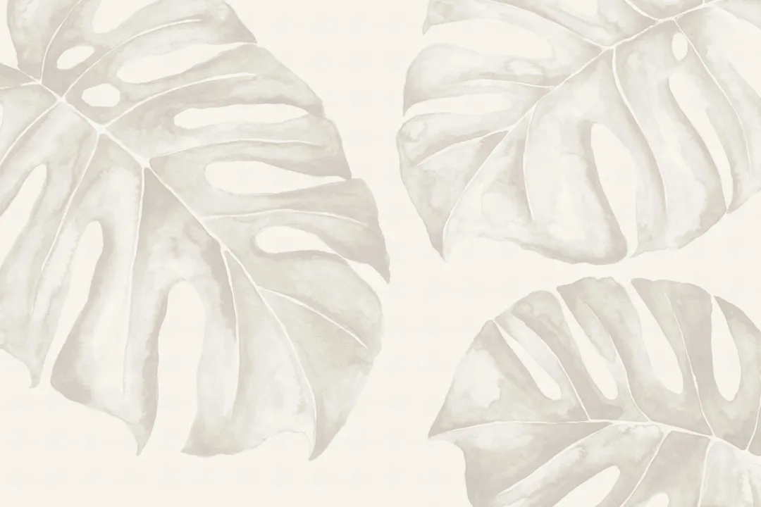 Neutral Watercolor Monstera Leaf Wallpaper Mural