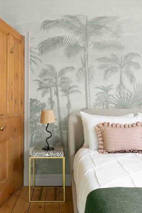 Mural de papel pintado Selva tropical vintage verde salvia