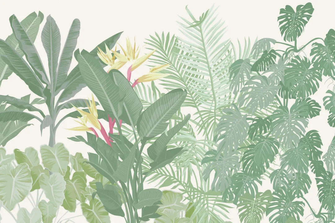 Green Jungle Leaf Wallpaper Mural