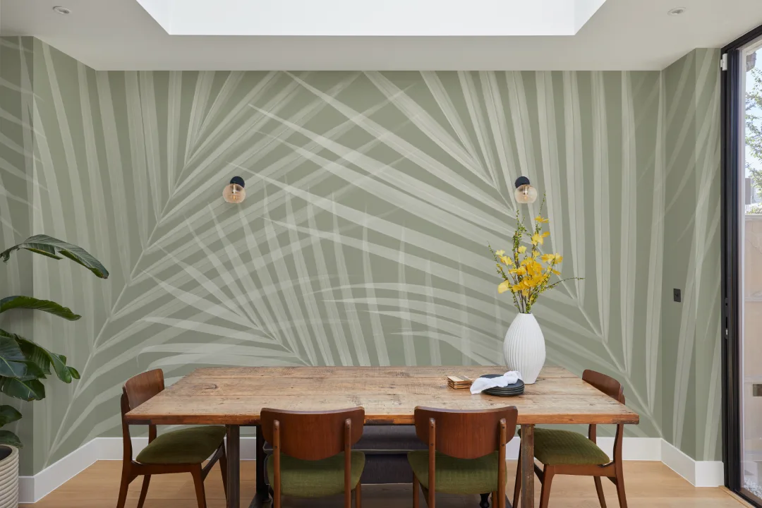 Sage Green Palm Leaves Wall Mural