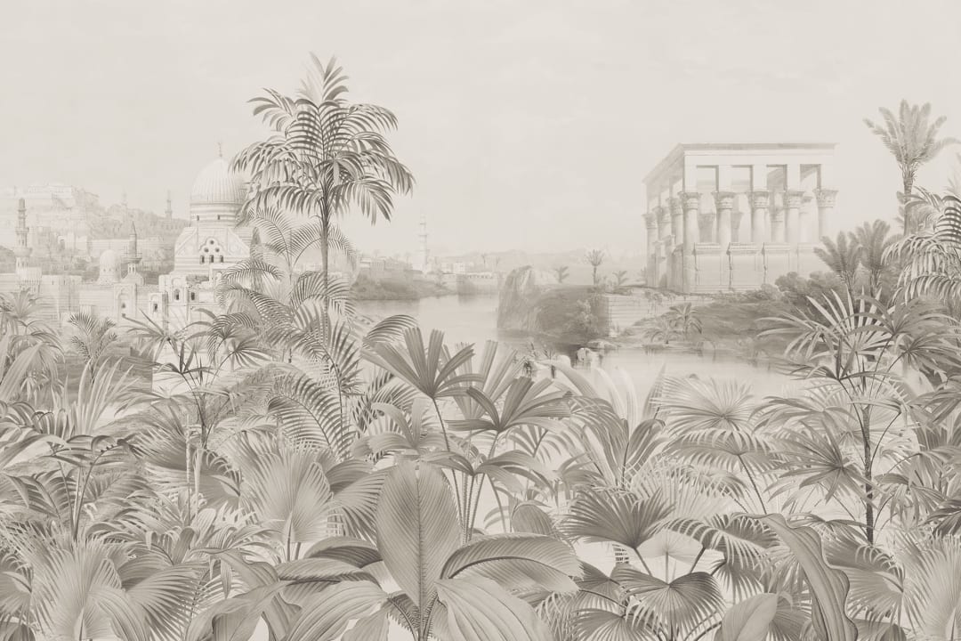 Greige Vintage Jungle Wallpaper Mural