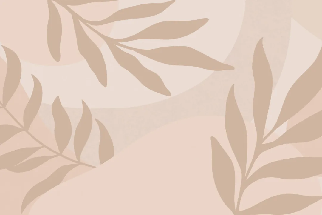 Persika och beige tropiska löv fototapet