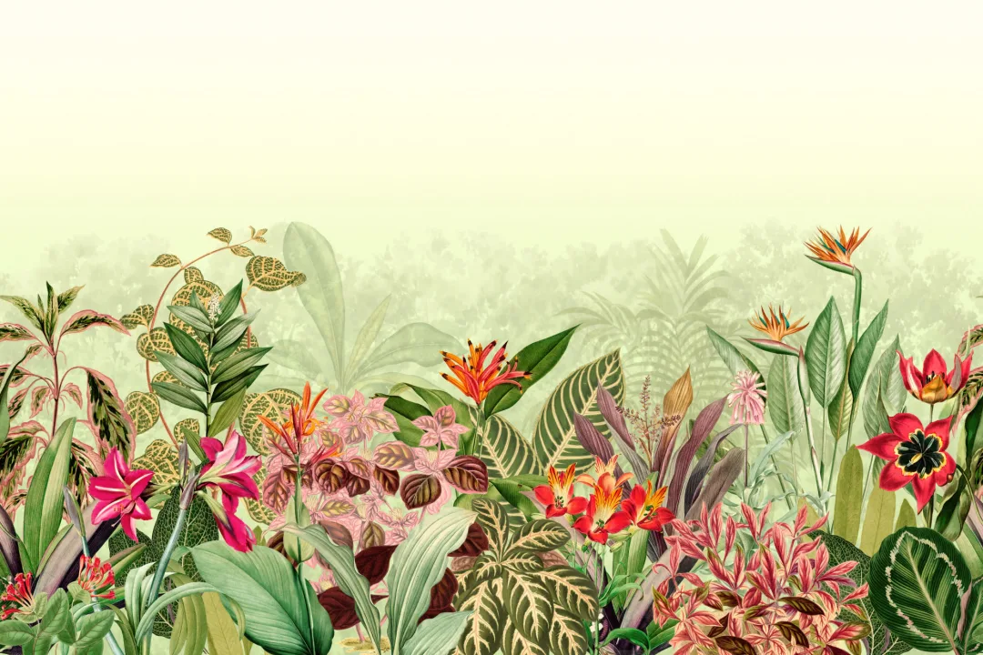 Vintage Tropical Botanics Green Wall Mural