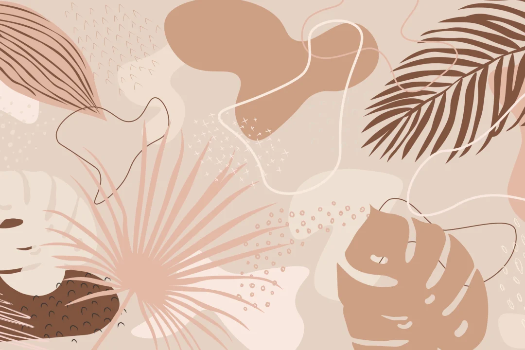 Abstract Tropical Collage Wall Mural in Pink and Warm Neutrals