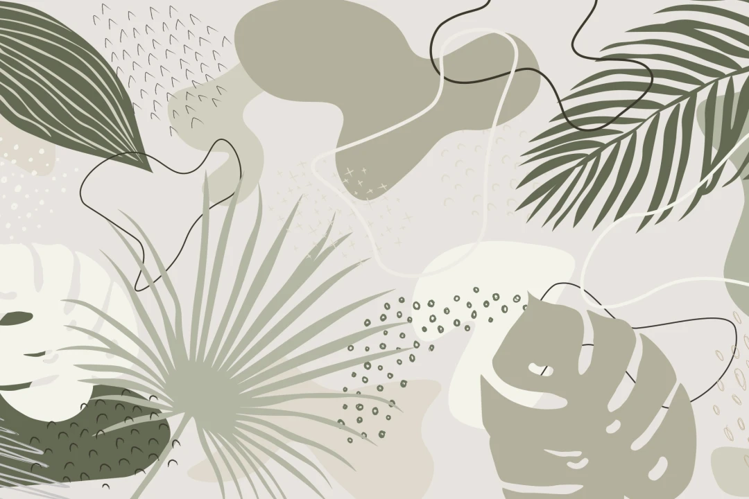 Abstract Tropical Collage murale în verde și tonuri bej