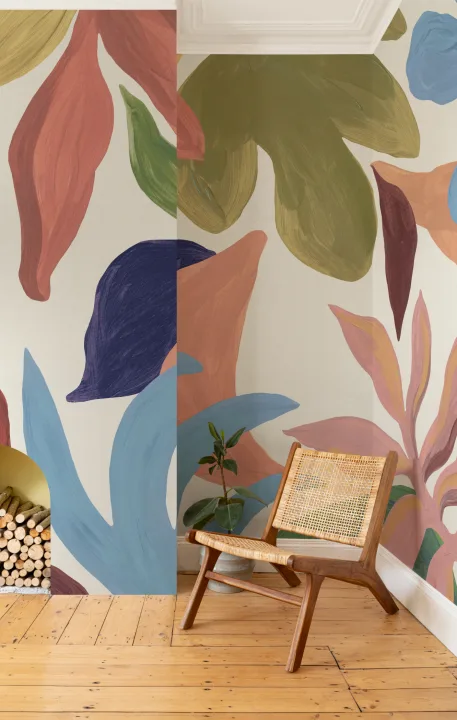 Multicolor Abstract Leafy Pastel Vibe Areca Mural