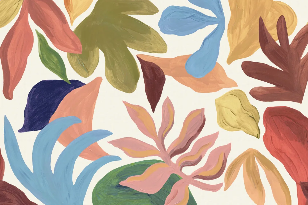 Multicolor Abstract Leafy Pastel Vibe Areca Mural