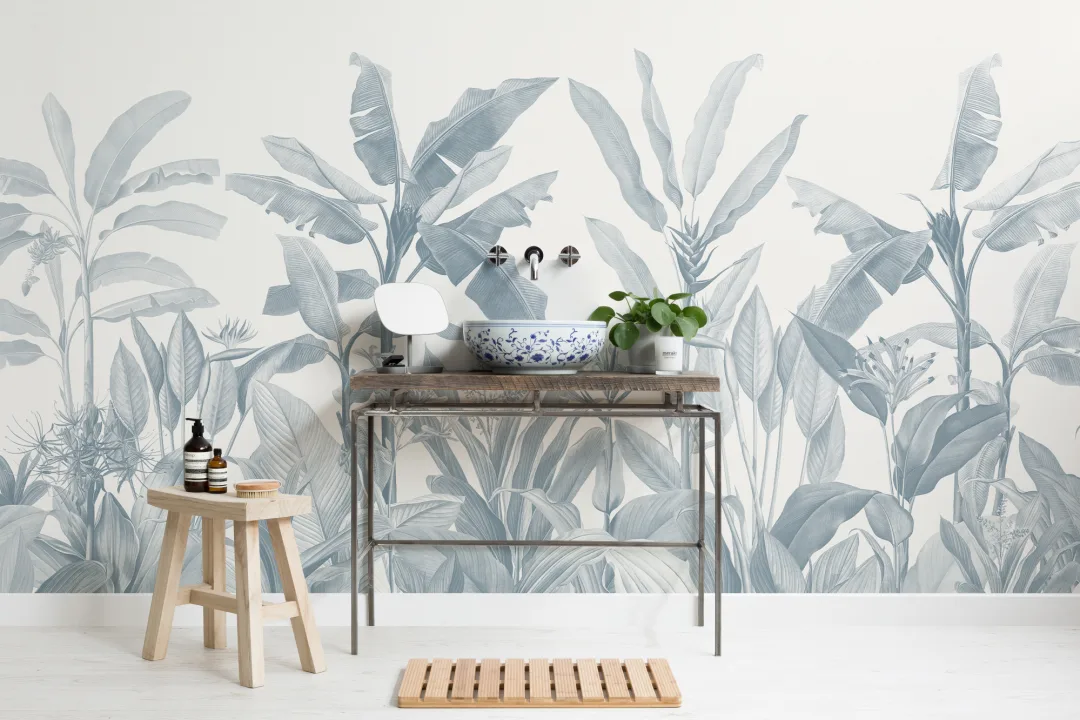 Albastru de epocă Tropical murale