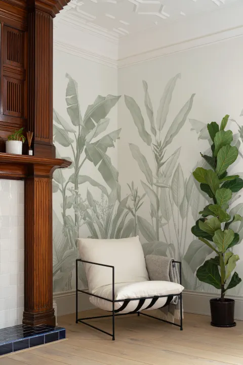 Sage Green Vintage Tropical Mural