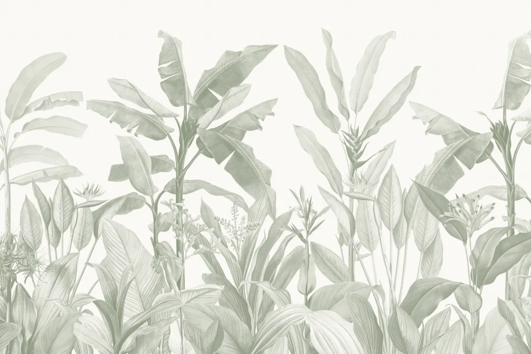 Sage Green Vintage Tropical Mural