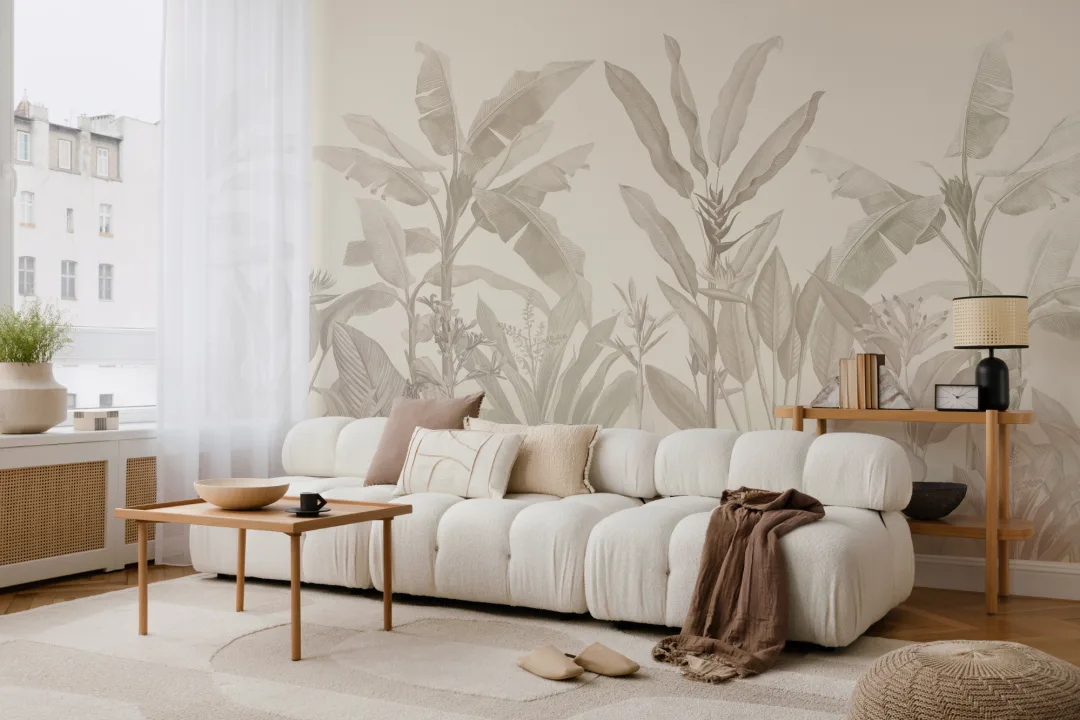 Neutral Vintage Tropical Mural