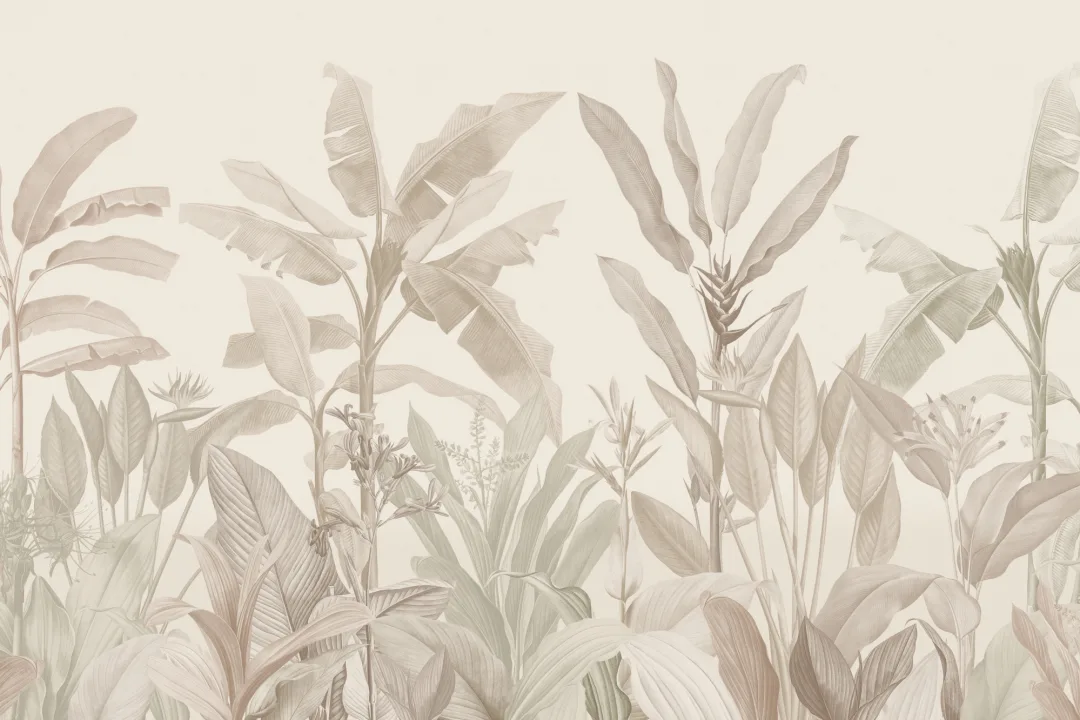 Neutral Vintage Tropical Mural
