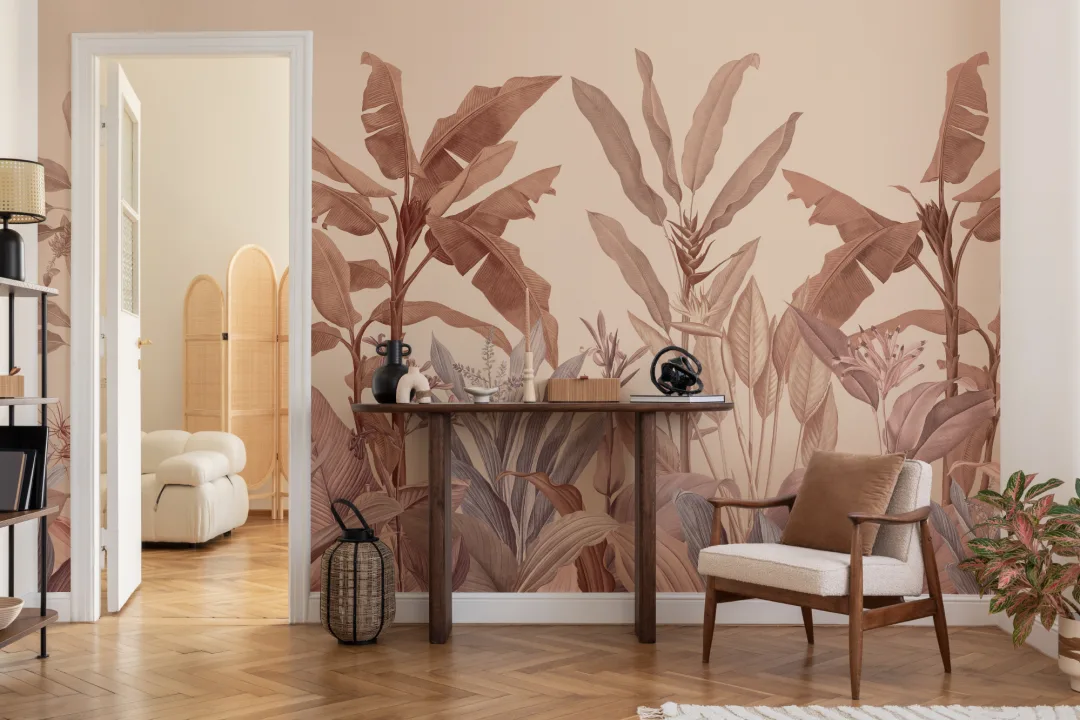 Terracotta Vintage Tropical Mural