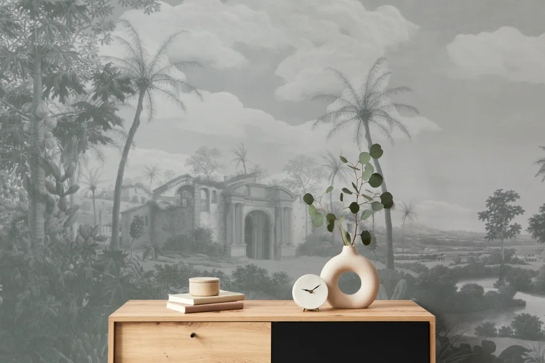 Carta da parati blu di Frans Post Landscape Painting