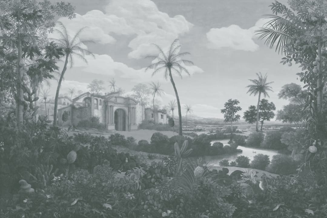Blue Frans Post Landscape Painting Mural