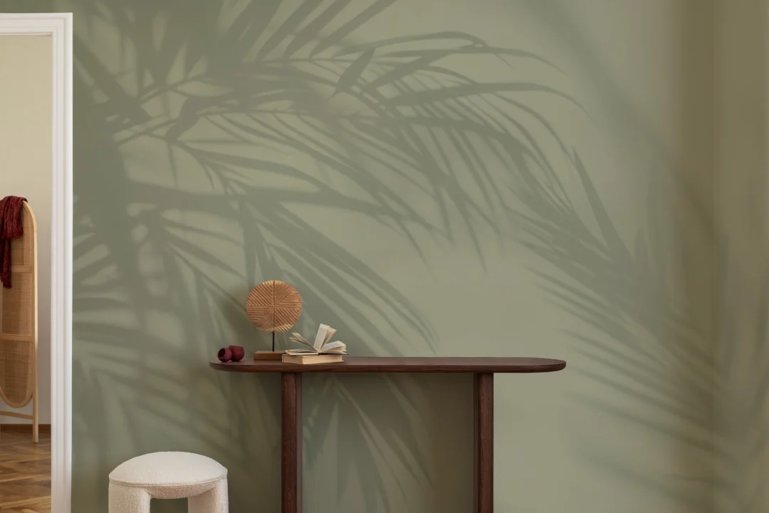 Green Palm Leaf Shadow Mural