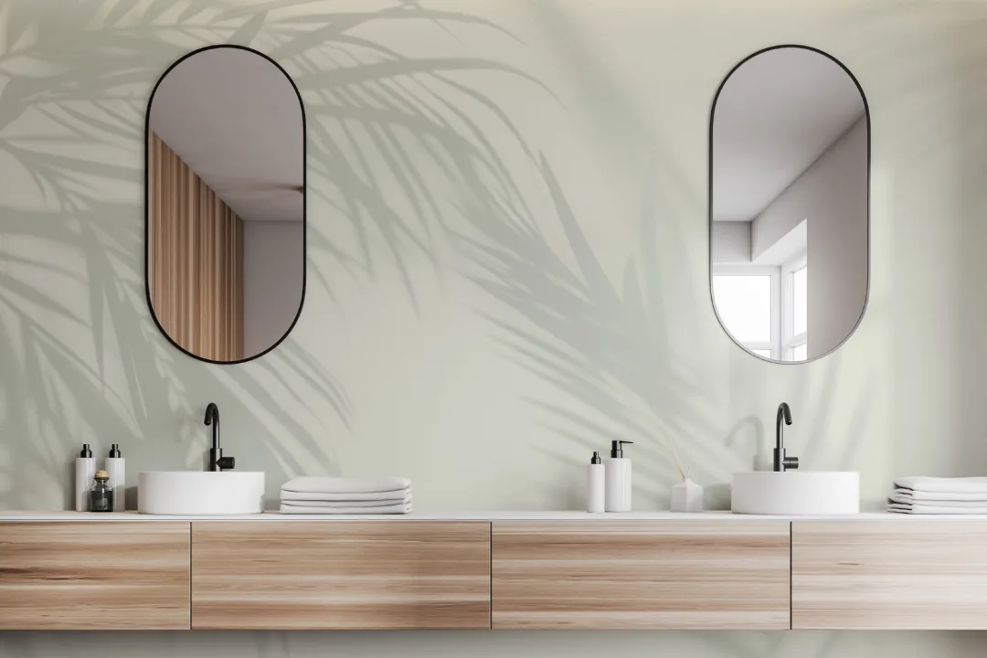 Light Green Palm Leaf Shadow Mural