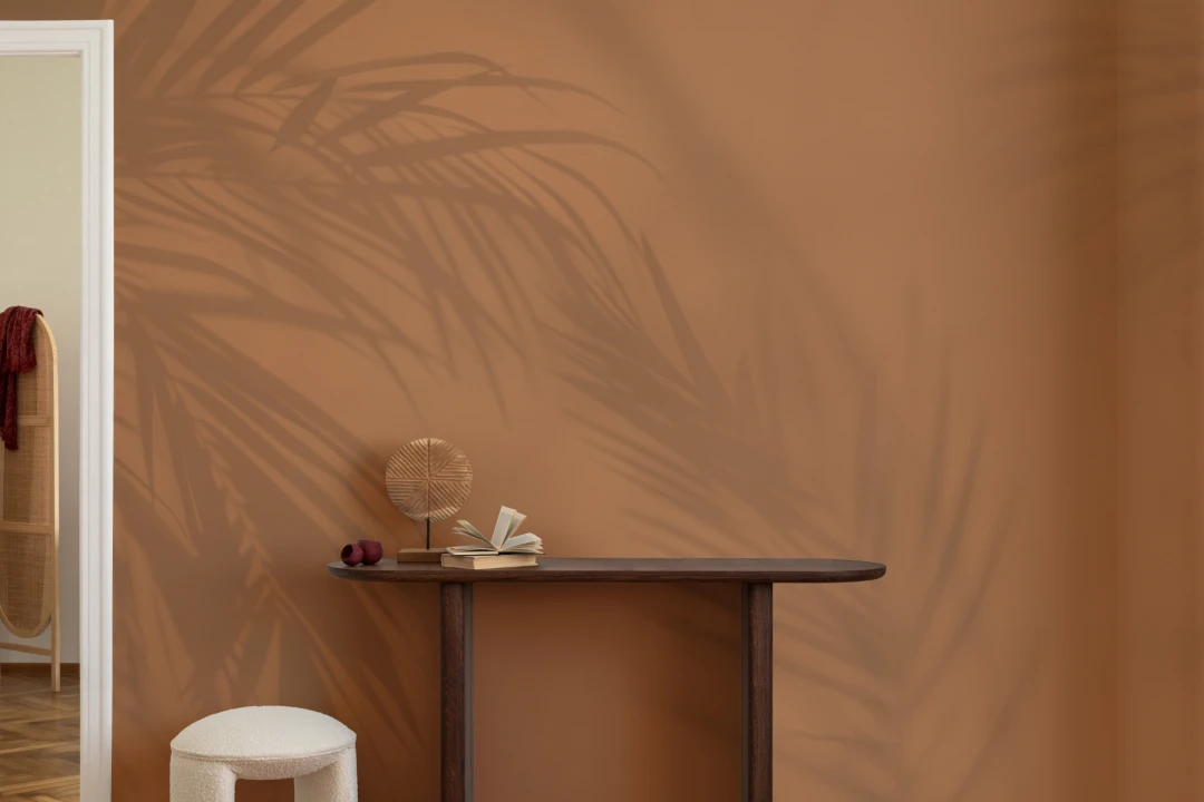 Terrakotta Palm Leaf Shadow Mural-tapeter