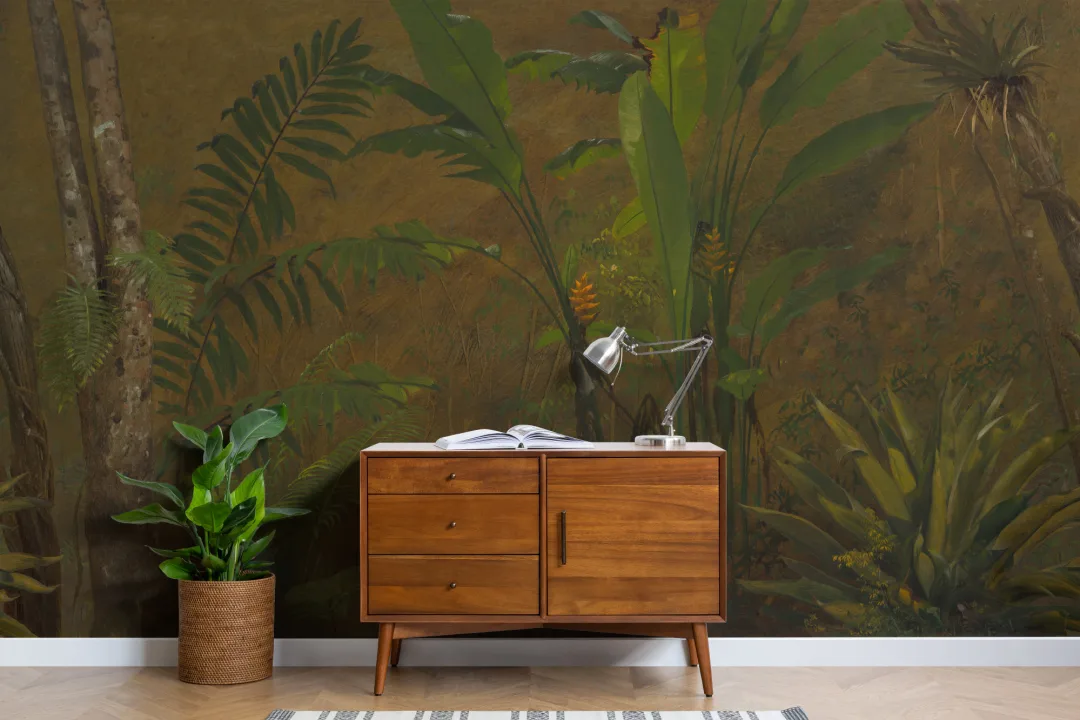 Wild Tropical Jungle Oil Painting Mural
