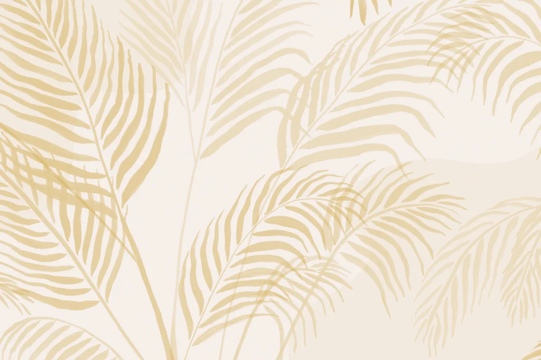 Yellow Palm Leaf Inky Tropical Mural
