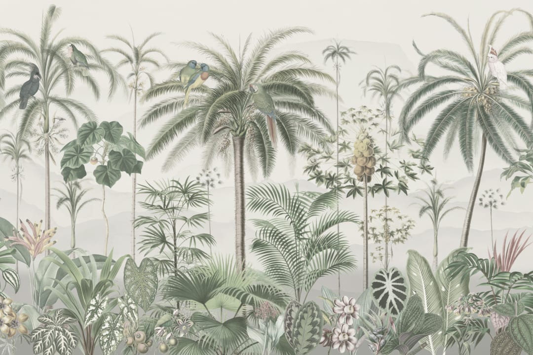 Klassisk illustreret tropisk botanisk fototapet