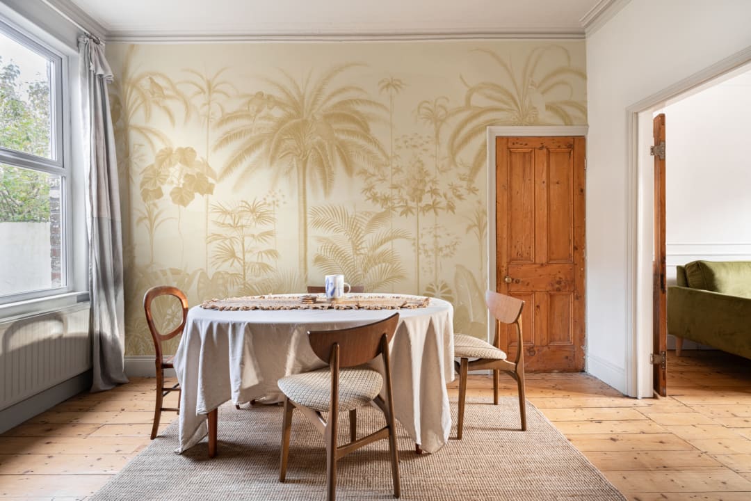 Yellow Illustrated Tropical Botanical Mural