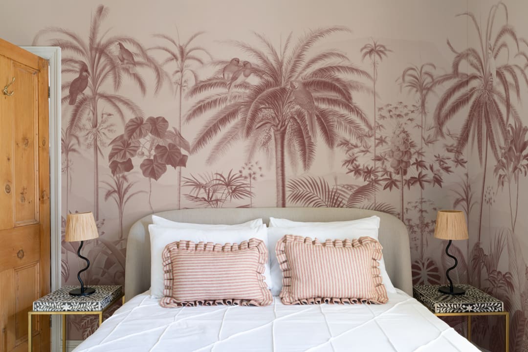 Roz ilustrat tropical botanic murale