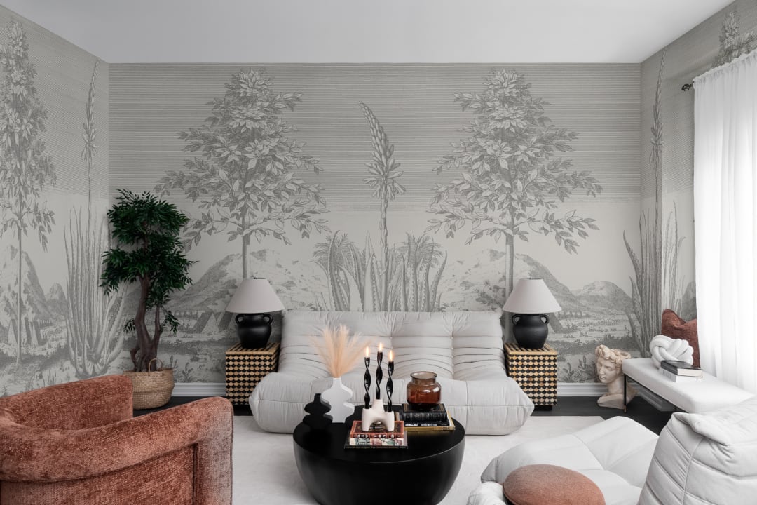 Gray Aloe Vera Botanical Mural