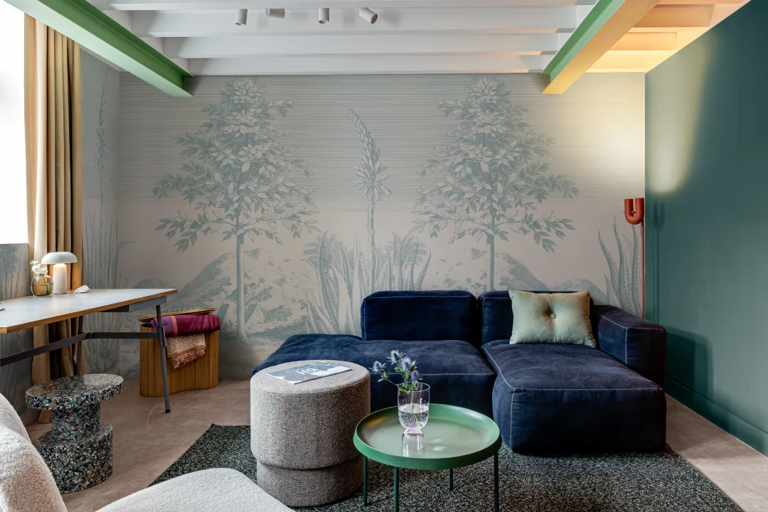 Blue Aloe Vera Botanical Mural