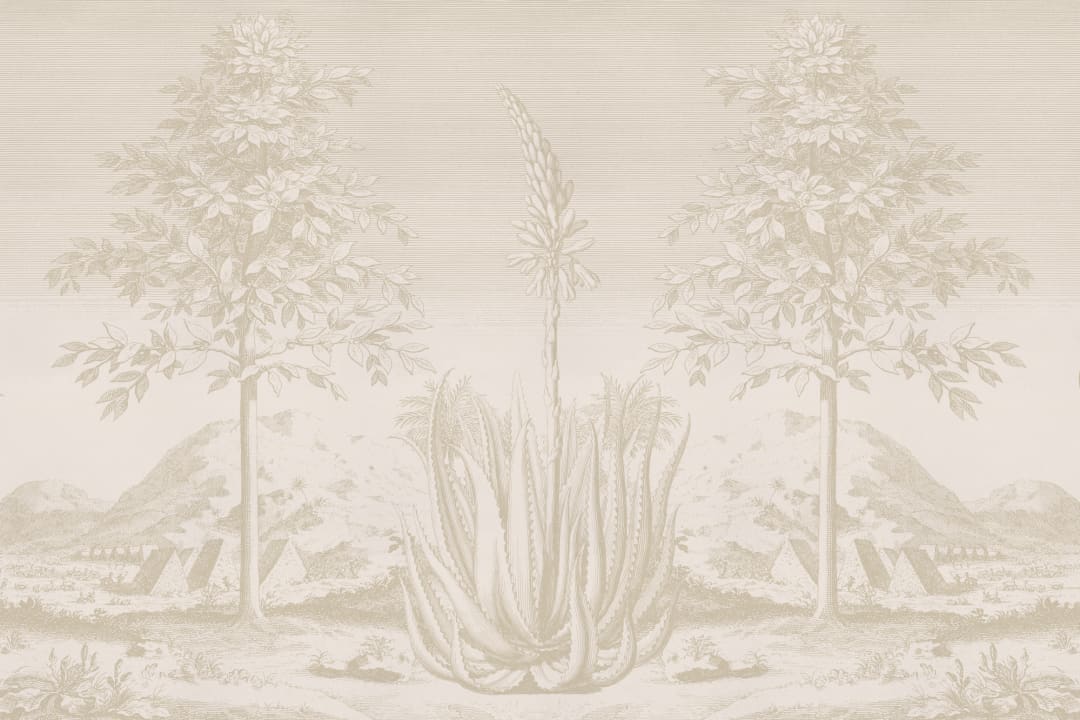 Beige Aloe Vera Botanical Mural