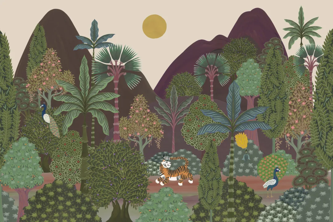 Multicolor Diurnal Jungle Animal Mural