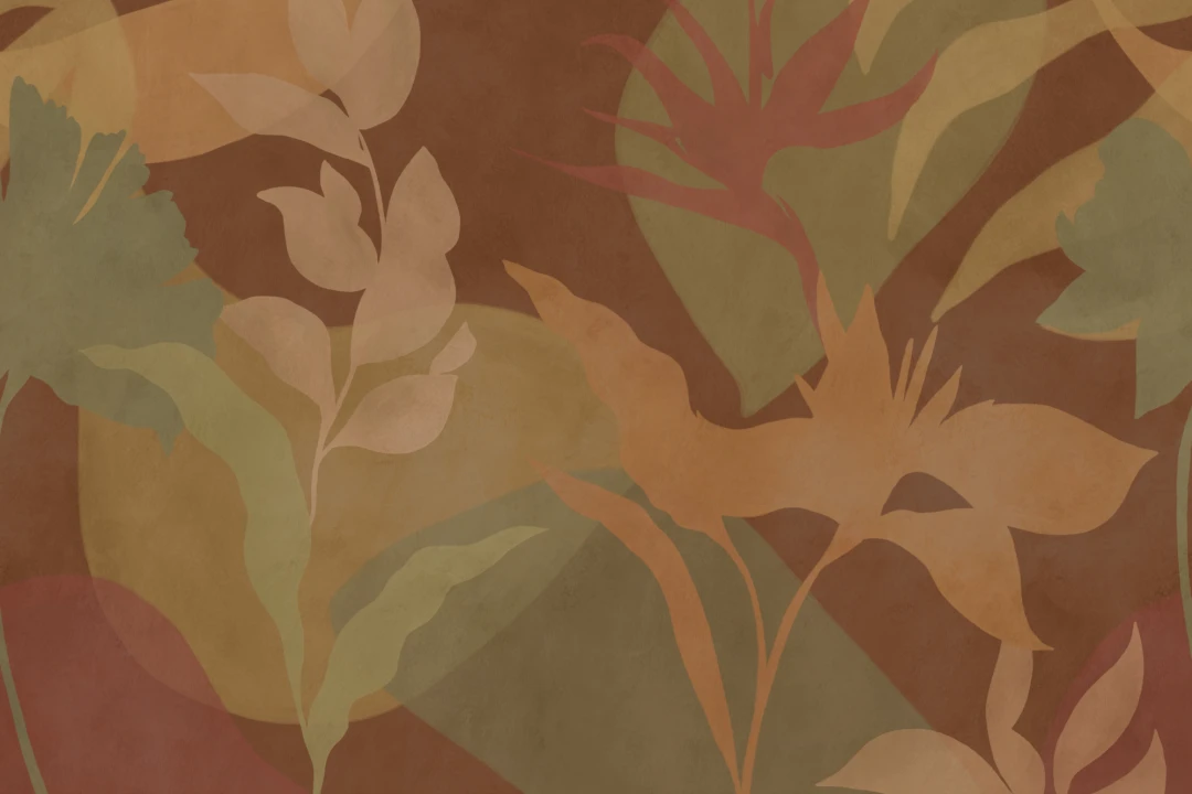 Papier peint panoramique de feuillage tropical abstrait marron