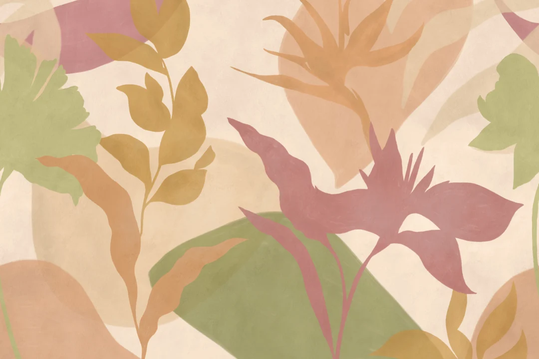 Bright Abstract Tropical Foliage Mural