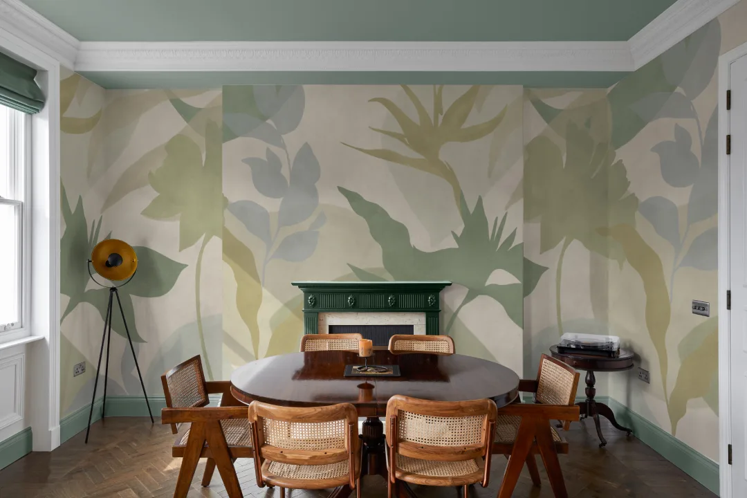 Grön abstrakt tropisk lövverk mural-tapeter