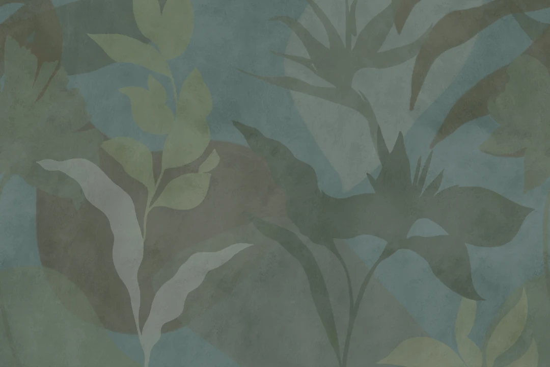 Dark Abstract Tropical Foliage Mural
