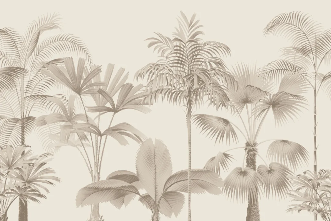 Neutral Vintage Tropical Palm Tree Mural