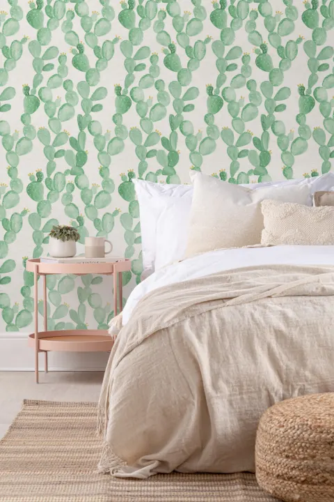 Watercolor Yellow Flower Cactus Wallpaper Mural
