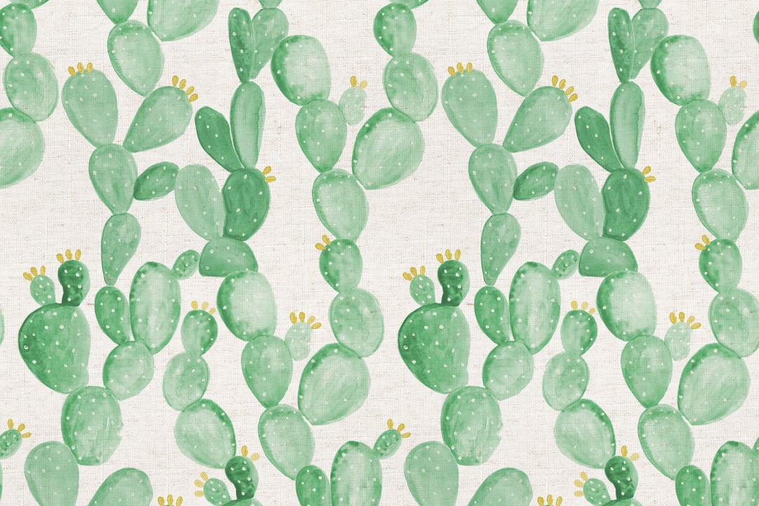 Watercolor Yellow Flower Cactus Wallpaper Mural