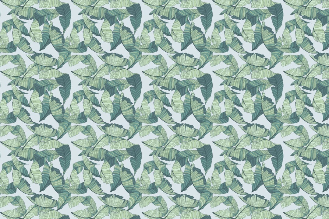 Blue & Green Tropical Leaf Wallpaper Mural