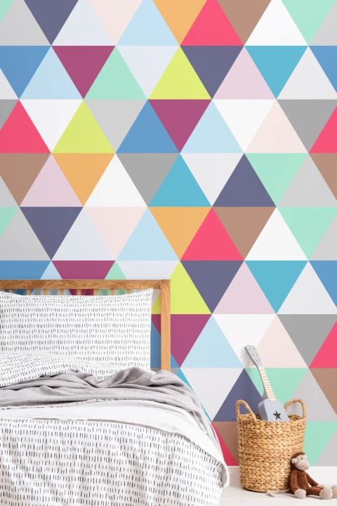 Mural Papel Pintado Formas Geométricas de Triángulos Multicolor