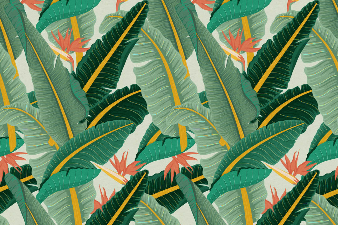 Green Banana Leaf Pattern Tropical Wallpaper Mural