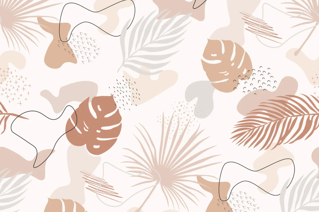 Culori neutre Tropical frunze colaj model tapet Mural