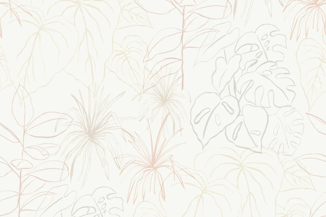 Light Pastel Inky Tropical Pattern Wallpaper Mural