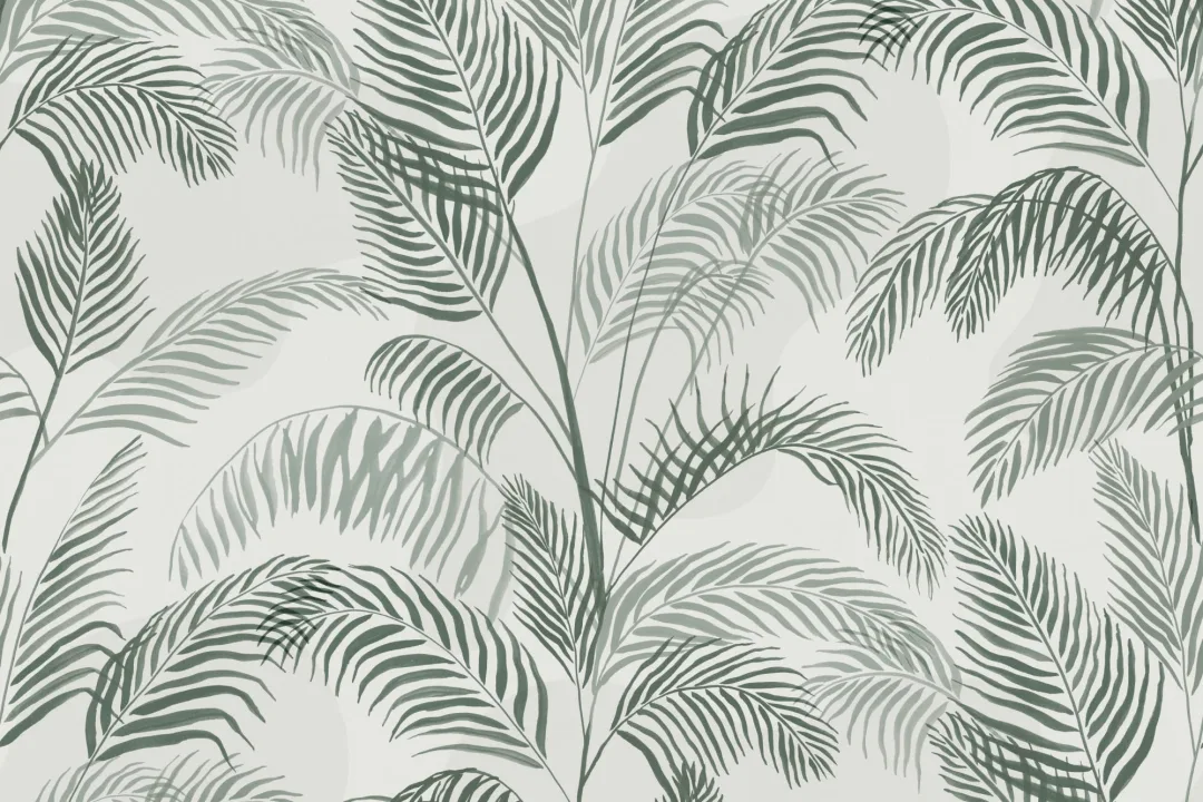 Green Inky Tropical Pattern Wallpaper Mural
