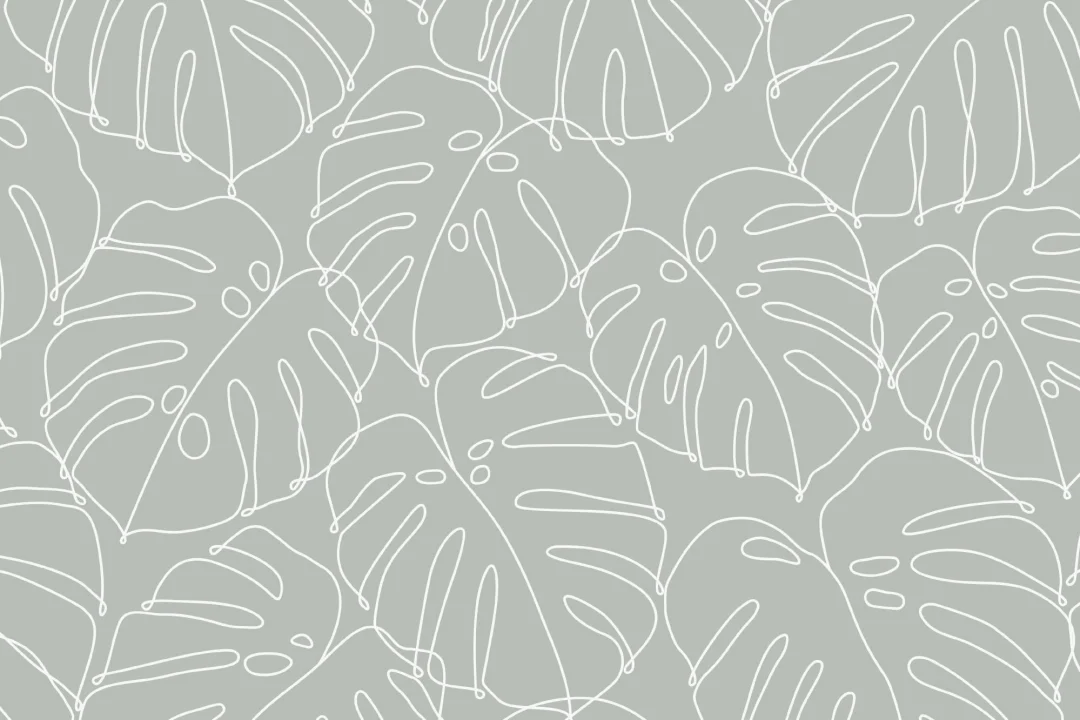 Grön Monstera Leaf Line Drawing Repeat Pattern Wallpaper