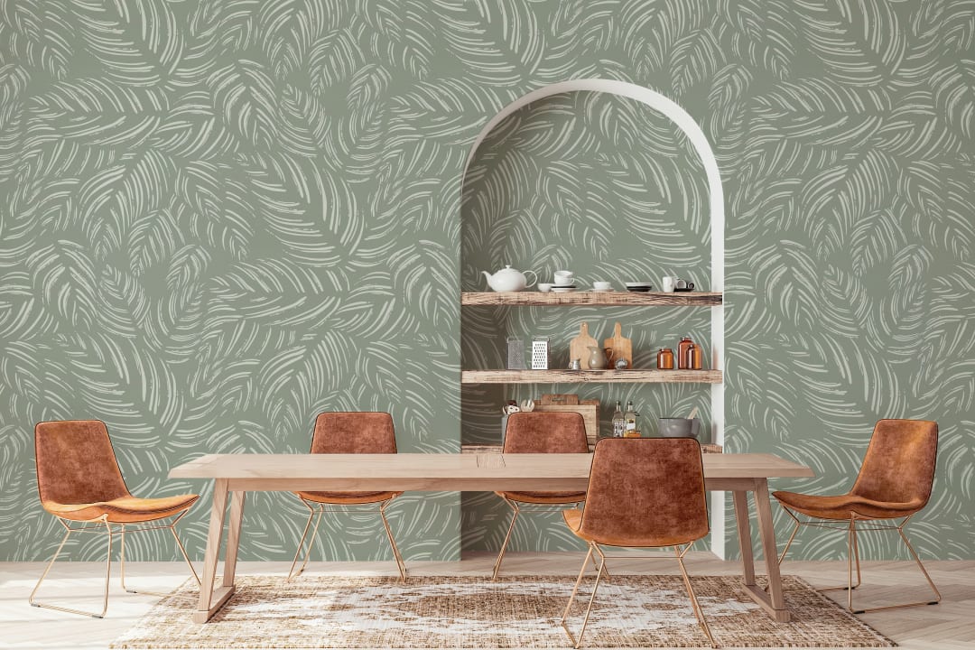 Grønt Calathea bladmønster fototapet