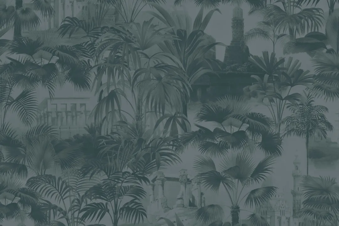 Papier peint tropical vintage en bleu