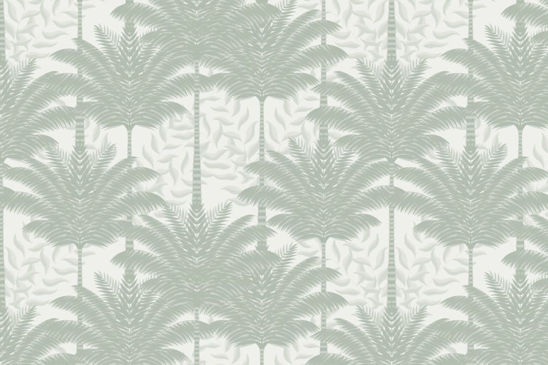 Green Art Deco Palm Trees Wallpaper Mural